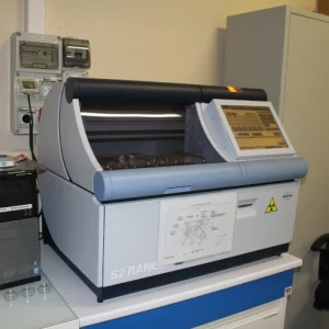 X-ray fluorescence spectrometer (XRF): non-destructive analysis of the elemental composition of solids.